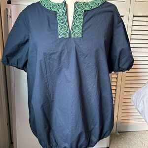 Navy top with green embellishments XL Tommy Hillfiger